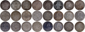 Silver Two Annas Coins of Different Ruler, Mint and Year.