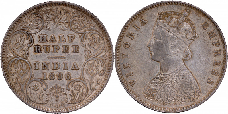 1896, Victoria Empress, Silver 1/2 Rupee, Calcutta Mint, A/I/C incused, (PR # 27...