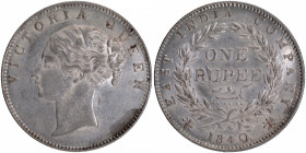 Silver One Rupee Coin of Victoria Queen of Calcutta Mint of 1840.