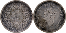 Silver One Rupee Coin of King George VI of Lahore Mint of 1944.