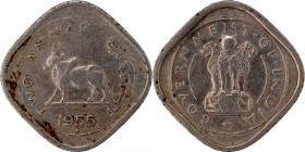 Copper Nickel Two Annas Coin of Bombay Mint of 1955 of Republic India.