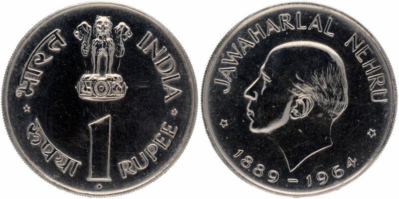 Republic India, 1964, Jawaharlal Nehru (1889-1964), Proof Nickel 1 Rupee, Bombay...