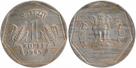 Copper Nickel One Rupee Experimental Coin of Bombay Mint of 1985 of Republic India.