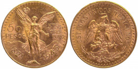 Gold Fifty Pesos Coin of Mexico of 1945.