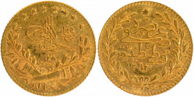 Gold Hundred Kurush Coin of Abdul Hamid II of Ottoman Empire of Turkey.