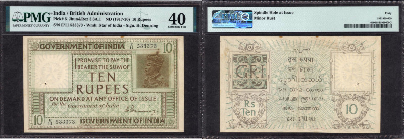 British India, 1925, King George V, 10 Rupees, Signed by H. Denning, E Prefix, S...