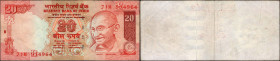 Error Twenty Rupees Banknote Signed by D Subbarao of Republic India.