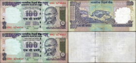 Error One Hundred Rupees Banknote Signed by D Subbarao of Republic India of 2009.