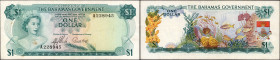 One Dollar Banknote of Queen Elizabeth II of Bahamas of 1965.