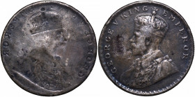 Brockage Error Silver One Rupee Coin of King George V.
