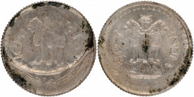 Brockage Error Copper Nickel Twenty Five Paise Coin of Hyderabad Mint of Republic India.