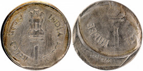 Brockage Error Copper Nickel One Rupee Coin of Calcutta Mint of Republic India.
