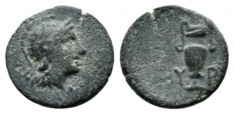 Aeolis, Myrina. 4th century BC. AE. (11mm, 0.74g) Helmeted head of Athena right ...