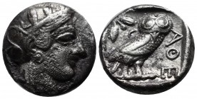 Attica, Athens. Circa 454-404 BC. AR Tetradrachm (23mm, 16.68g). Helmeted head of Athena right, with frontal eye / Owl standing right, head facing; ol...
