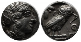 Attica, Athens. Circa 454-404 BC. AR Tetradrachm (23mm, 17.09g). Helmeted head of Athena right, with frontal eye / Owl standing right, head facing; ol...