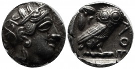 Attica, Athens. Circa 454-404 BC. AR Tetradrachm (25mm, 17.03g). Helmeted head of Athena right, with frontal eye / Owl standing right, head facing; ol...