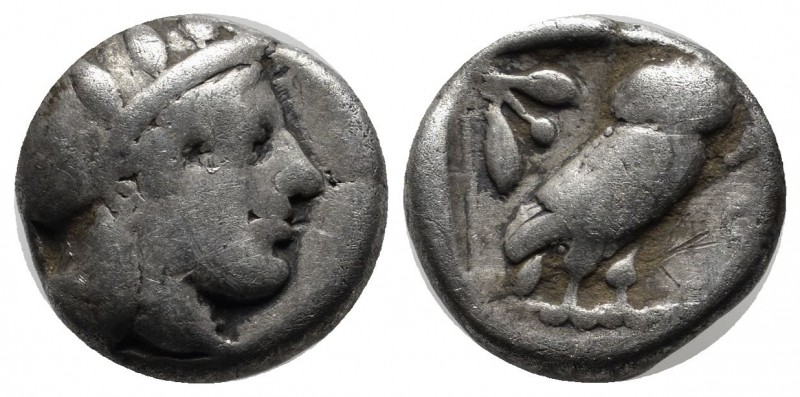 Attica, Athens. Circa 465/2-454 BC. AR Drachm (14mm, 4.05g). Helmeted head of At...