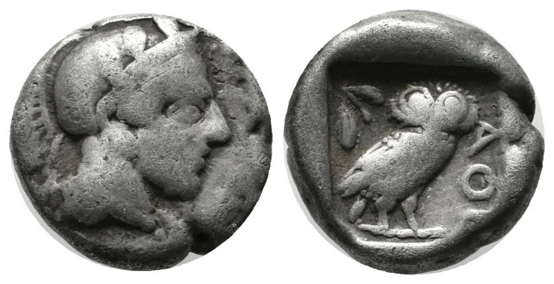Attica, Athens. Circa 465/2-454 BC. AR Drachm (14mm, 4.09g). Helmeted head of At...