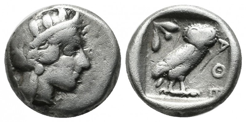 Attica, Athens. Circa 465/2-454 BC. AR Drachm (14mm, 4.12g). Helmeted head of At...
