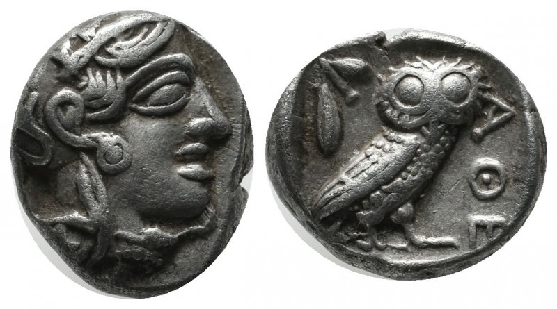 Attica, Athens. Circa 465/2-454 BC. AR Drachm (14mm, 4.23g). Helmeted head of At...