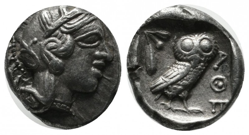 Attica, Athens. Circa 465/2-454 BC. AR Drachm (14mm, 4.29g). Helmeted head of At...