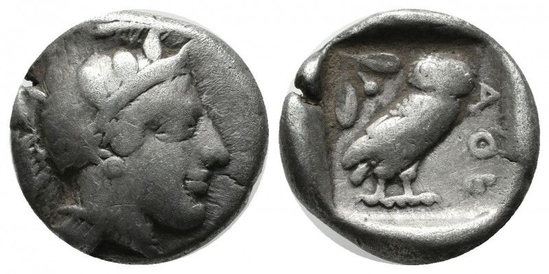 Attica, Athens. Circa 465/2-454 BC. AR Drachm (15mm, 4.12g). Helmeted head of At...