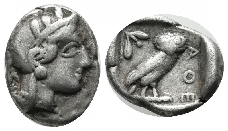 Attica, Athens. Circa 465/2-454 BC. AR Drachm (15mm, 4.16g). Helmeted head of At...