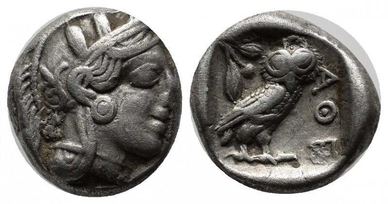 Attica, Athens. Circa 465/2-454 BC. AR Drachm (15mm, 4.18g). Helmeted head of At...