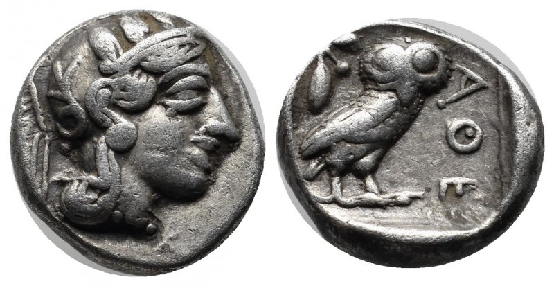 Attica, Athens. Circa 465/2-454 BC. AR Drachm (15mm, 4.20g). Helmeted head of At...