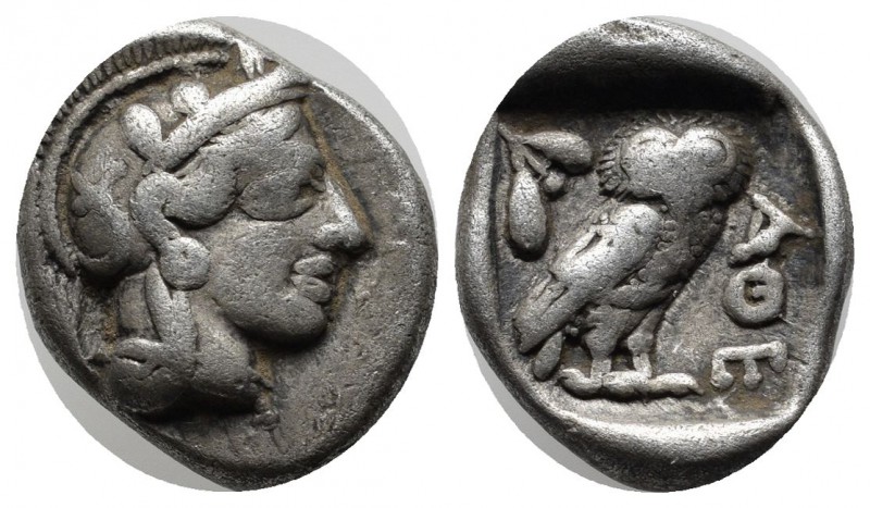 Attica, Athens. Circa 465/2-454 BC. AR Drachm (17mm, 4.17g). Helmeted head of At...