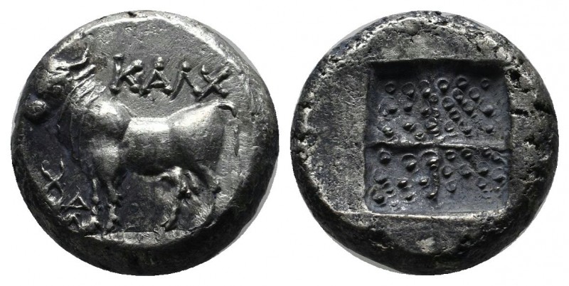 Bithynia, Kalchedon circa 367-340 BC. AR Drachm (13mm, 3.79g). Bull standing lef...