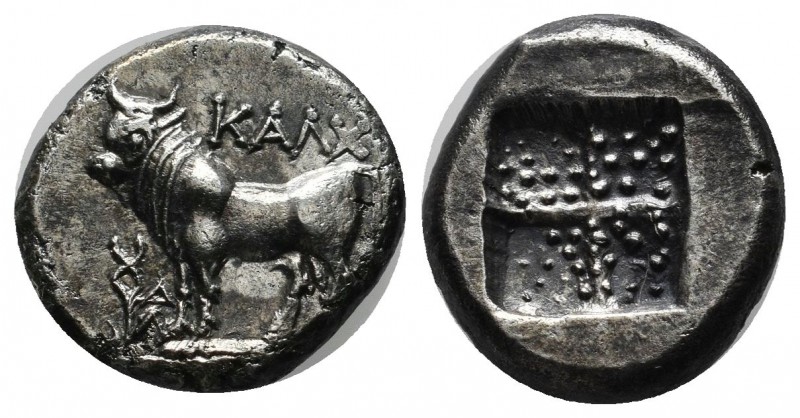 Bithynia, Kalchedon circa 367-340 BC. AR Drachm (14mm, 3.77g). Bull standing lef...