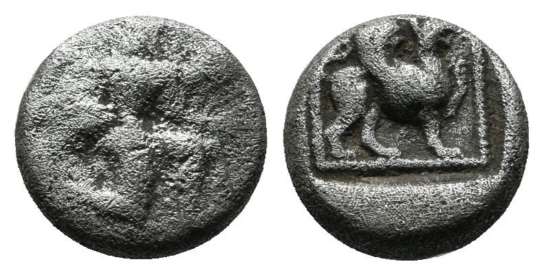 Caria, Kaunos. Circa 490-470 BC. AR Trihemiobol (9mm, 1.20g). Winged Iris with o...