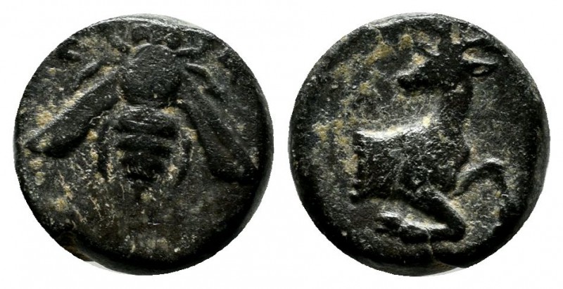 Ionia, Ephesos, circa 370-350 BC. AE (11mm, 1.96g). E - Φ. Bee. / Forepart of a ...