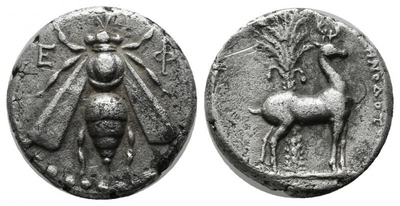 Ionia, Ephesos. Circa 202-133 BC. AR Drachm (15mm, 3.94g). Bee / Stag standing r...