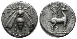 Ionia, Ephesos. Circa 202-133 BC. AR Drachm (15mm, 3.94g). Bee / Stag standing right, date palm behind; IHNOΔOTO[Σ] (magistrate). BMC Ionia -; SNG Cop...
