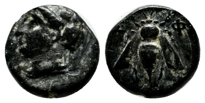 Ionia, Ephesos. Circa. 288-281 BC. AE (10mm, 1.61g). Veiled head of Arsinoe left...