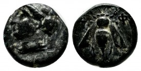 Ionia, Ephesos. Circa. 288-281 BC. AE (10mm, 1.61g). Veiled head of Arsinoe left. / E-Φ. Bee with straight wings. SNG Cop 256; SNG von Aulock 1839.