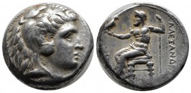 Kings of Macedon. Alexander III ‘the Great’ AR Tetradrachm (24mm, 17.22g). Kition in Cyprus(?), circa 325-320 BC. Head of Herakles right, wearing lion...