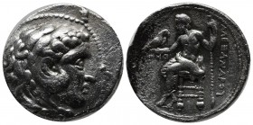 Kings of Macedon. Alexander III 'the Great' (336-323 BC). AR Tetradrachm (28mm, 16.80g). Tyre. Struck under Ptolemy I Soter. Dated RY 32 of king Azemi...