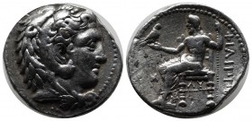 Kings of Macedon. Babylon. Philip III Arrhidaeus 323-317 BC. Tetradrachm AR (25mm, 17.16g). Head of Herakles to right, wearing lion skin headdress, pa...