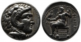 Kings of Macedon. Philip III Arrhidaios. 323-317 BC. AR Tetradrachm (24mm, 17.18g). Ekbatana mint(?). Head of Herakles right, wearing lion skin / Zeus...