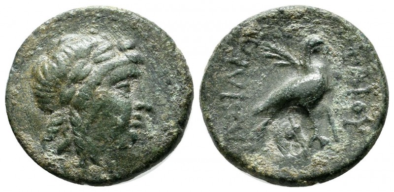 Seleukid Kingdom. Achaios (Usurper, 220-214 BC). AE (19mm, 5.58g). Sardes. Laure...