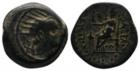 Seleukid Kingdom. Antiochos IV Epiphanes (175-164 BC). AE (15mm-4.60g). Seleukeia. Radiate and diademed head right. Control: in left field, monogram A...