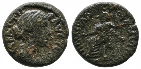 Aeolis, Myrina. Faustina Junior. 147-175 AD. AE (19mm-4,95g). Marcus Ulpius Aristophanes, magistrate. Struck c.161-169 AD. CEBACTH ΦAVCTINA . Draped b...