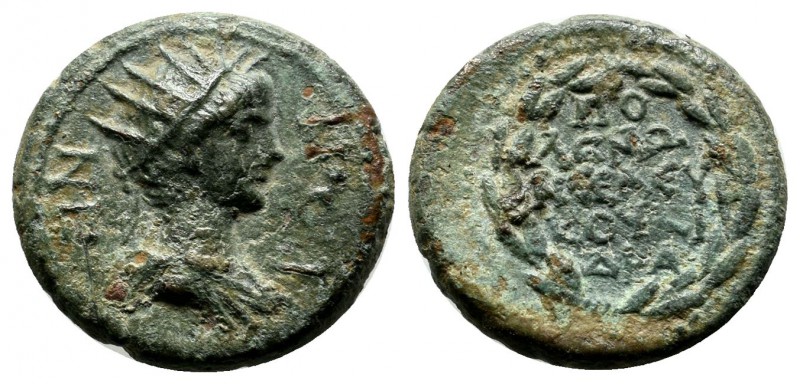 Caria, Cidramus. Nero. As Caesar, AD 50-54. AE (15mm, 3.61g). Polemon Seleukou, ...