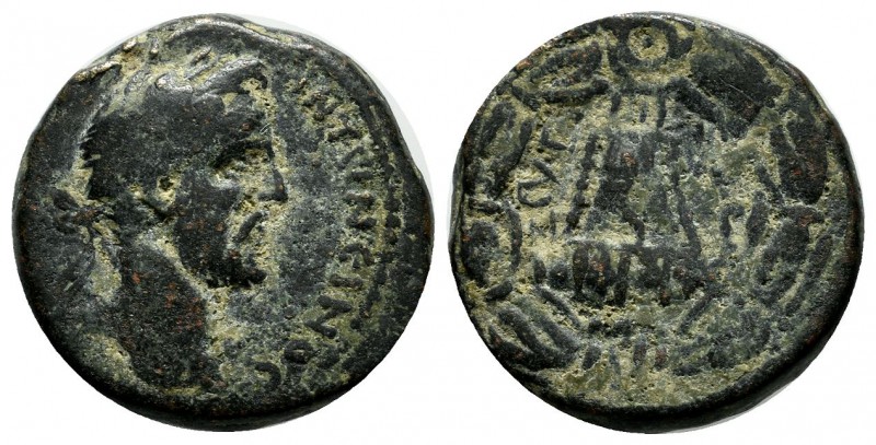 Commagene, Zeugma. Antoninus Pius. 138-161 AD. AE (20mm, 8.36g). Laureate head r...