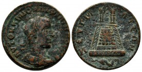 Commagene, Zeugma. Philip II. AD 247-249. AE Tetrassarion (29mm, 16.56g). Laureate, draped, and cuirassed bust right. / Tetrastyle temple atop hill, w...