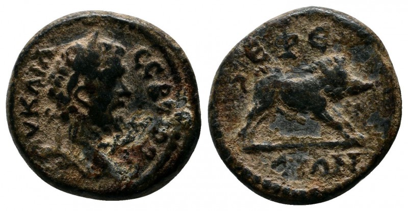 Ionia, Ephesos. Septimius Severus, 193-211 AD. AE (17mm-3,24g). Draped, laureate...