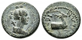 Lydia, Hierocaesarea. Pseudo-autonomous. Time of Trajan-Hadrian (98-138). AE (16mm, 3.14g). Draped bust of Artemis right, with quiver to left and bow ...